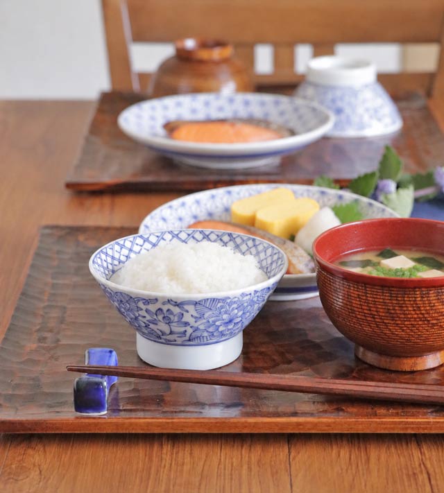 陽貴窯 牡丹のくらわんか茶碗 ご飯盛り付けイメージ